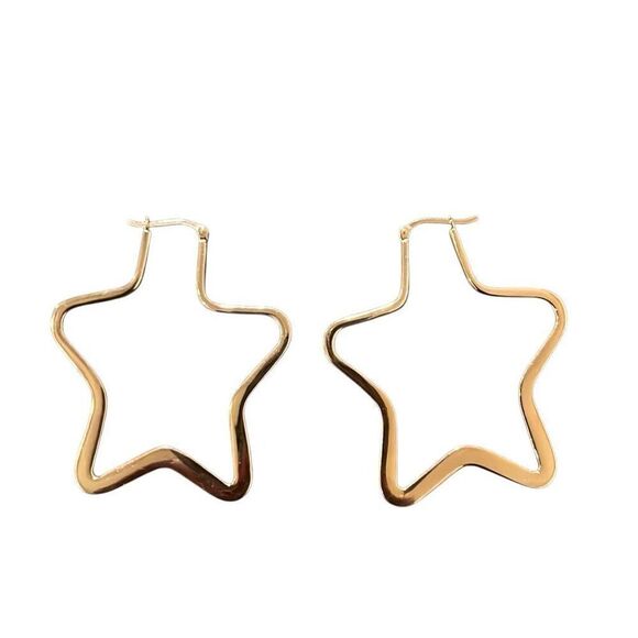 Funky Jewel Star Hoops Rose Gold Rhinestone Fashion Earrings NEW 80's Bling - Picture 3 of 5